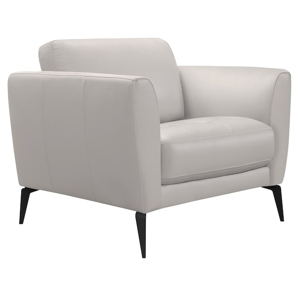 Armen Living Hope Contemporary Chair in Genuine Dove Gray Leather with Black Metal Legs LCHP1GR - main